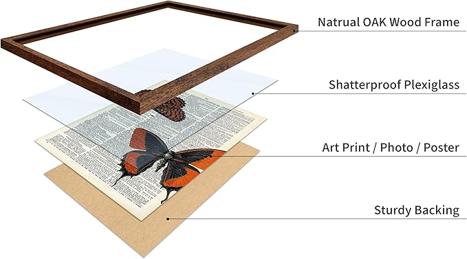 Poster Master Dictionary Art Poster - Butterflies Print - Moth Art - Butterfly Art - Insect Art - Gift for Men, Women & Animal Lover - Chic Decor for Living Room or Bedroom, 8x10 Brown Framed