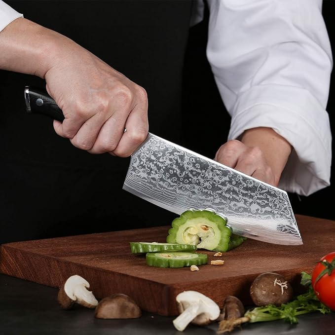 Professional Cleaver Knife 7.5 Inch - Classic Damascus pattern Japanese VG-10 Steel Chef Knives