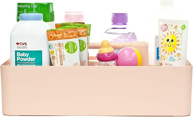 2 PACK - Portable DIY 8 Dividers Durable Plastic Organizer Tote Tool Home Office School Toy Arts Craft Pencil Kids Baby & Supply Cleaning Caddy with Handle Made In USA (Indie Pink)