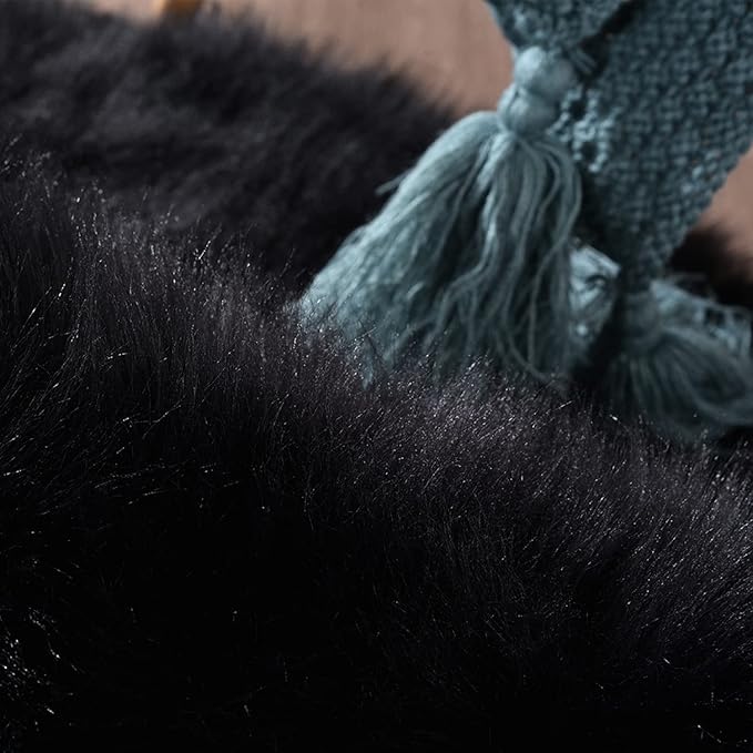 Latepis Black Fluffy Small Fur 3x4 Area Rug for Bedroom Bedside Washable Rugs Fuzzy Shaggy Rug for Living Room Soft Boho Rugs Luxury Home Decor