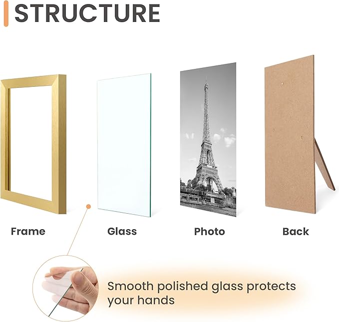 upsimples Certificate Frame with High Definition Glass, 8.5 by 11 Picture Diploma Document Frames for Wall and Tabletop, Gold 5 Pack