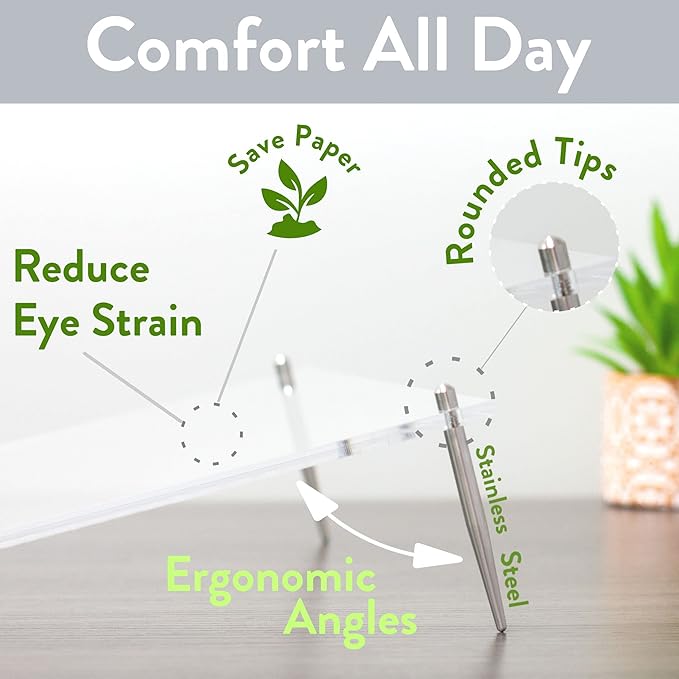 Desk Dry Erase Board with Erasable Marker | White, Black, Clear Acrylic Whiteboard Surface | Angled Writing Tablet | Personal Organizer with Daily Schedules | Weekly to-Do Lists (Clear - 12x16)