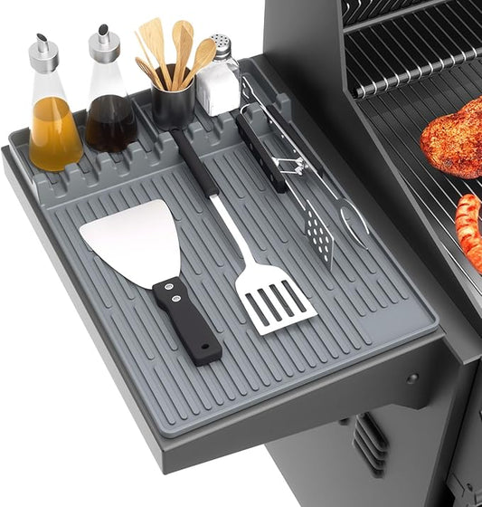 Silicone Griddle Tool Mat for Blackstone, 16"x11.5" Easy to Clean Heat Resistant Non-Stick Antislip Spatula Mat Griddle Accessories for Outdoor Grill BBQ Cooking Kitchen Counter (Gray)