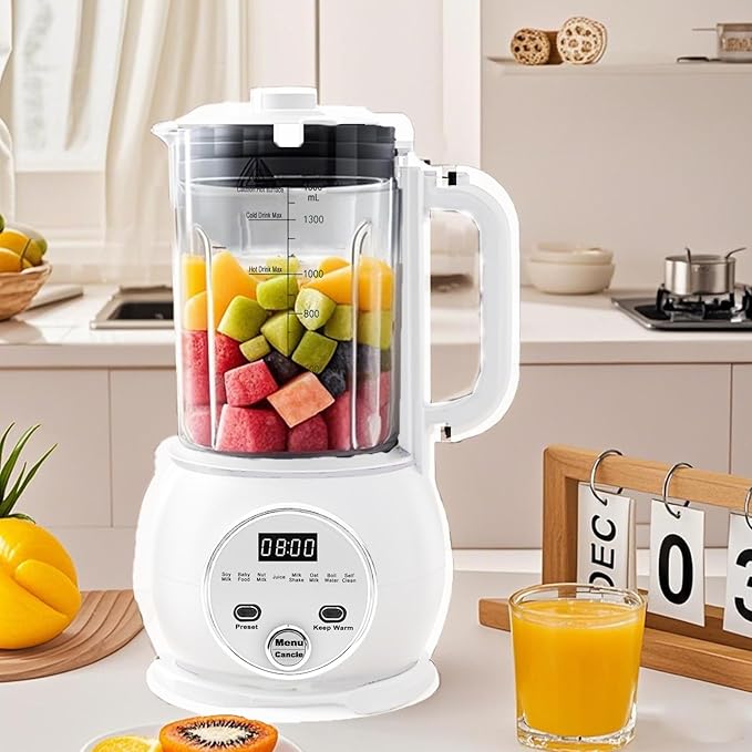 51oz Automatic Nut Milk Maker,10 in 1 Soy Milk Maker Machine 20 Blades,Baby Food Maker,Plant Based Milks Homemade Oat,Juice,Almond Milk Machine with Delay Start 24H,Boil Water,Keep Warm 8H&Auto Clean