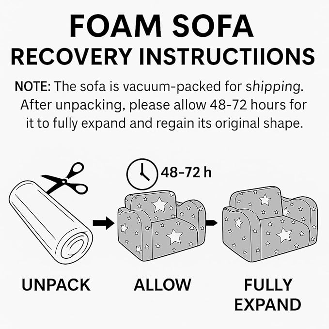 Kids Couch for Toddlers, 2-in-1 Kids Sofa Toddler Couch Chair Glow in The Dark, Comfy Soft Foldable Kid Chair for Girls and Boys