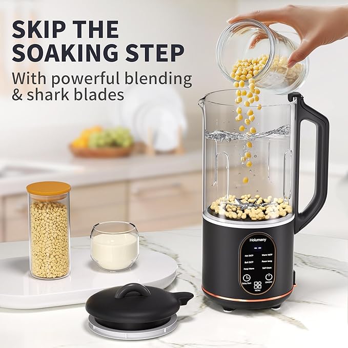 Nut Milk Maker, 35oz Automatic Milk Maker for Homemade Almond, Oat, Soy Milk, Plant-Based Milk and Non-Dairy Beverages, Milk Maker Machine with Delay Start/Keep Warm/Self Clean/Boil Water