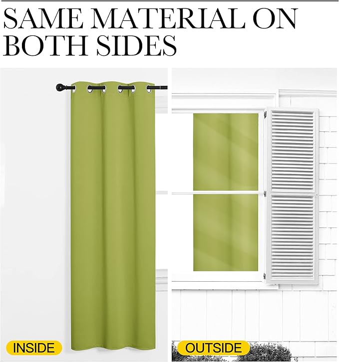 NICETOWN Fresh Green Blackout Curtains 90 inches Length for Living Room, 2 Panels, 55" Wide, Thermal Insulated Long Drapes for Large Window