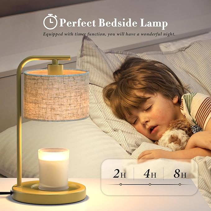Gold Candle Warmer Lamp with Timer Dimmer, Electric Candle Warmer Wax Heater, Birthday Gifts for Women Her, Mom, House Warming Gifts New Home