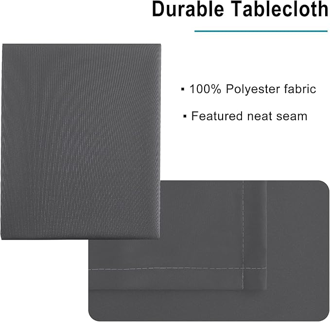 Hiasan Grey Rectangle Tablecloth - Waterproof Wrinkle Resistant Washable Fabric Table Cloth for Dining Room Kitchen and Outdoor Use, 60 x 84 Inch