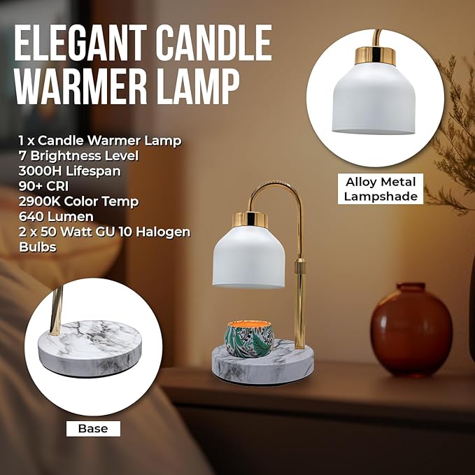 Adjustable Electric Candle Warmer Lamp with Timer -Safe & Dimmable Fragrance Diffuser for Wax Melting and Jar Candles -Modern Home Decor and Gift Idea