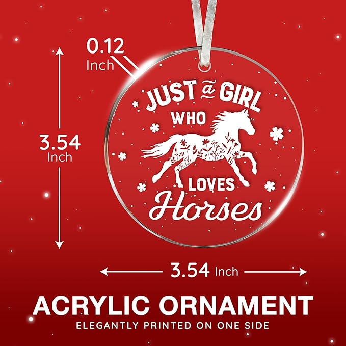 Horse Gifts for Girls - Horse Ornaments for Christmas Tree, Unique Gifts for Women & Cowgirl Gift, Acrylic Western Ornaments, for Horse Lovers & Kids