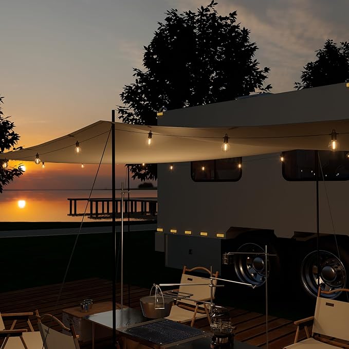 Outdoor String Lights 50 ft, LED Grobe Patio Lights with 27（25+2 Spare G40 Shatterproof Bulbs, IP 65 Waterproof, Outside Hanging Light for Cafe Bistro Backyard