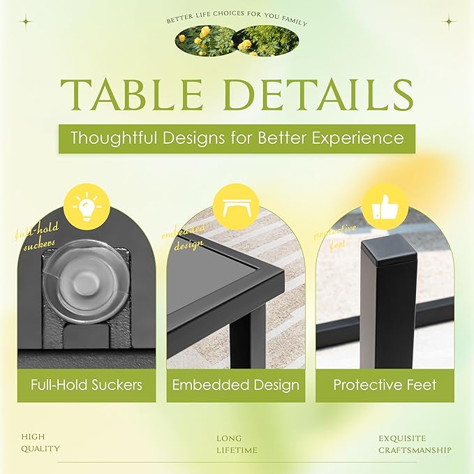 Greesum 4 Pieces Outdoor Furniture Set All Weather Patio Conversation Set with Porch Loveseat, Garden Bistro Chairs with Glass Coffee Table for Garden Backyard Poolside Textile Modern, Black