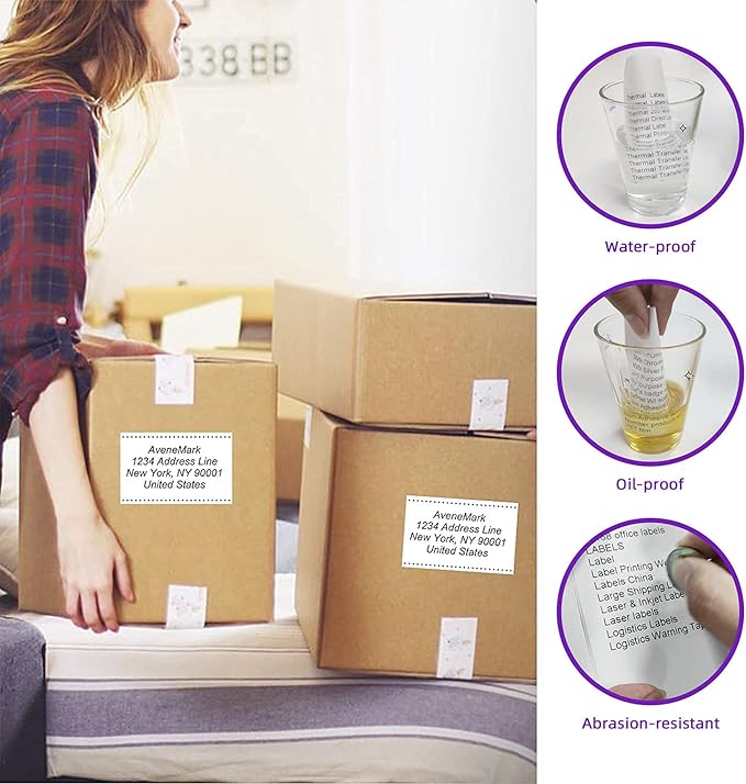 AveneMark 12 Rolls 3” X 2” Direct Thermal Labels for Barcodes, Address Labels Perforated & Compatible with Rollo & Zebra Desktop Label Printers (700/Roll)