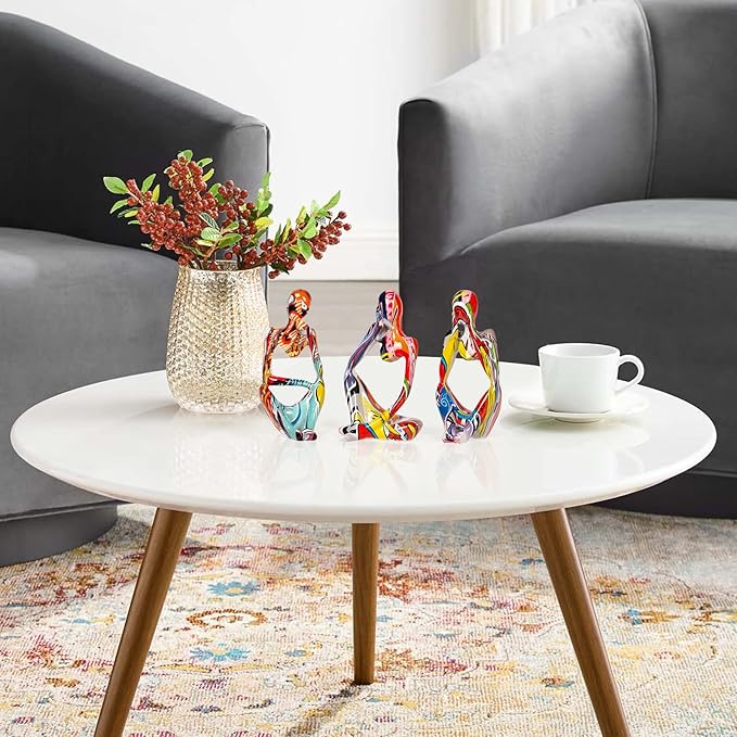 Thinker Statue Gold Decor Abstract Art Sculpture, Golden Resin Collectible Figurines for Home Living Room Office Shelf Decoration,Great Gifts Ideas (Multicolour)