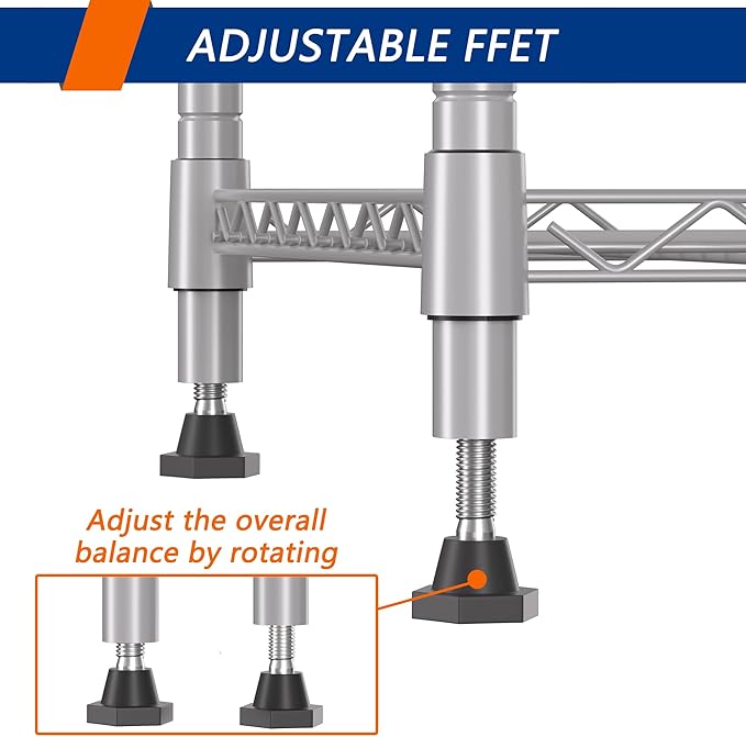 REGILLER 5-Wire Shelving Metal Storage Rack Adjustable Shelves,Standing Storage Shelf Units for Laundry Bathroom Kitchen Pantry Closet(Silver,11.8" D x 16.6" W x 53.5" H)