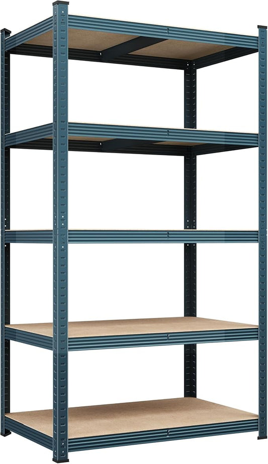Yaheetech Storage Shelves 5 Tier Garage Shelving Adjustable Utility Rack Industrial Shelves for Warehouse Pantry, 35.5" L × 16″W × 71″H - Neptune Blue