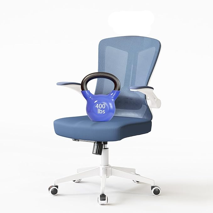 Ergonomic Office Chair - Comfy Desk Chairs with Wheels and Arms, 400LB Heavy Duty Mesh Computer Chairs with Comfortable Lumbar Back Support for Home Office, Bedroom, Study and College Dorm