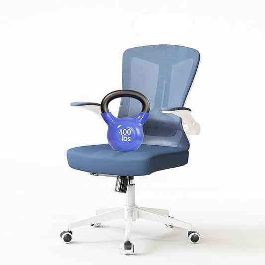 Ergonomic Office Chair - Comfy Desk Chairs with Wheels and Arms, 400LB Heavy Duty Mesh Computer Chairs with Comfortable Lumbar Back Support for Home Office, Bedroom, Study and College Dorm