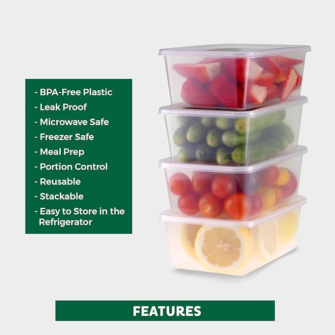 Freshware Food Storage Containers [50 Set] 25 oz Plastic Deli Containers with Lids, Slime, Soup, Meal Prep Containers, BPA Free, Stackable, Leakproof, Microwave, Dishwasher and Freezer Safe