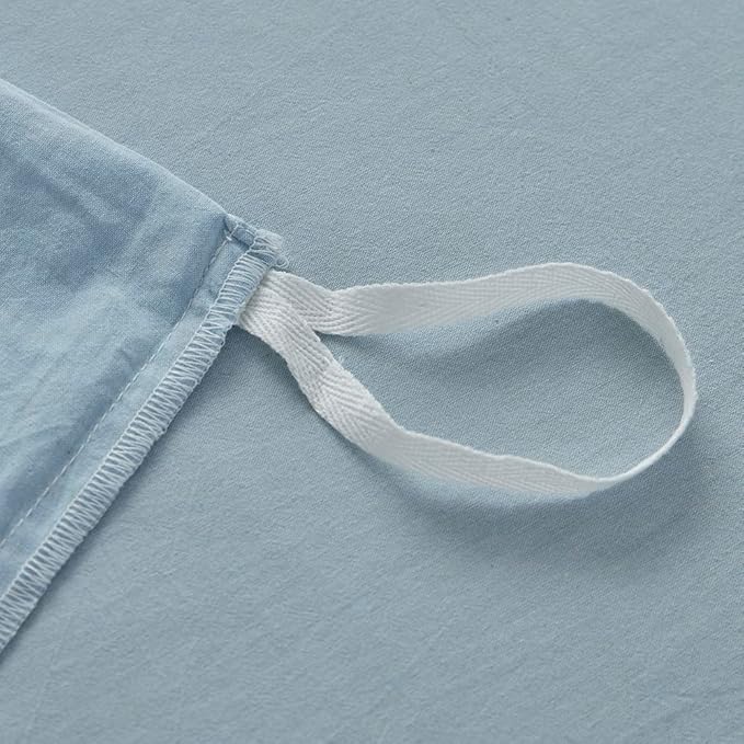 FACE TWO FACE Bedding Duvet Cover Set100% Washed Cotton Duvet Cover Linen Like Textured Breathable Durable Soft Comfy (King, Light Cyan)