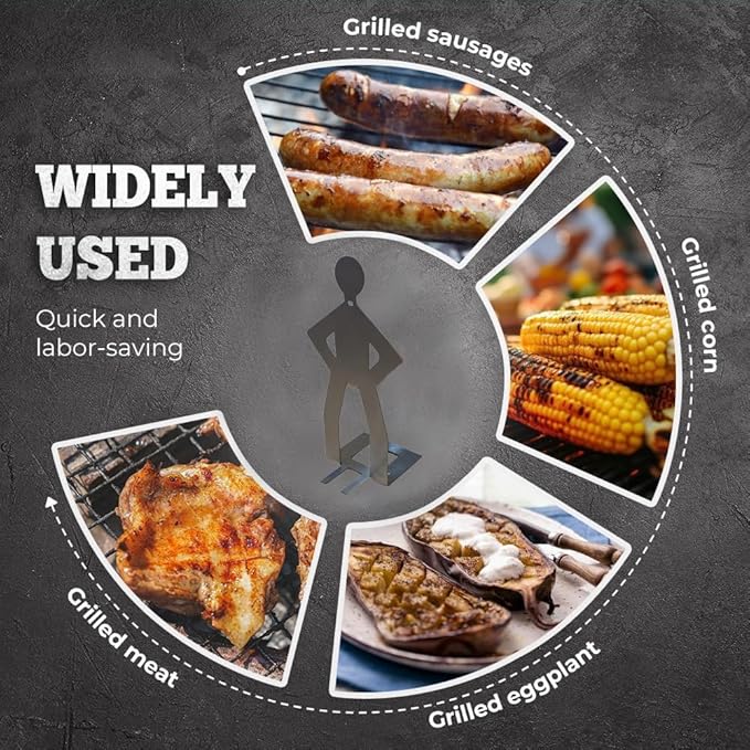 2025 Stainless Steel BBQ Sausage Holder – New Creative Standing Man Sausage Rack, Funny Shape Metal Hot Dog Grill Holder, Hot Dog Roasting Sticks for Outdoor Camping (2 PCS)