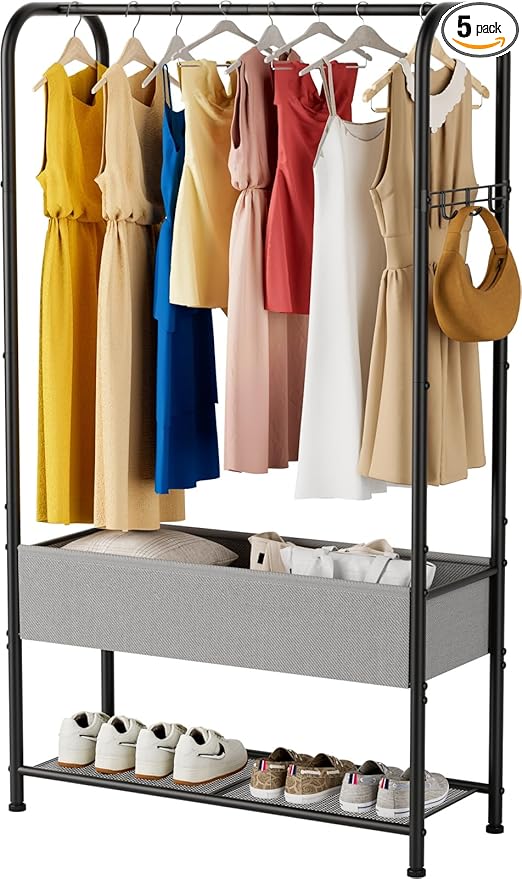 SINGAYE Clothes Garment Coat Rack Drying Clothing Racks Metal Freestanding for Hanging Clothes Portable Closet for Laundry Bedroom Black