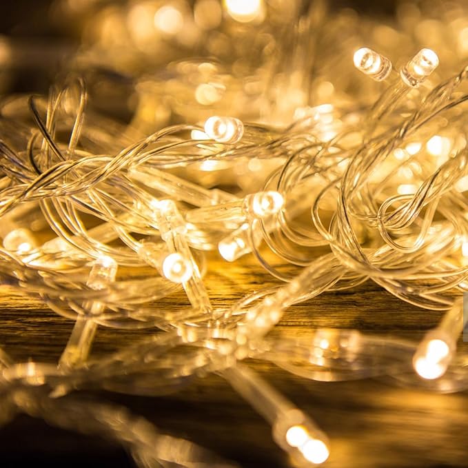 66FT 200LED Christmas String Lights Outdoor/Indoor, Extendable Twinkle Fairy Lights Waterproof Clear Wire with 8 Modes&Timer Function for Garden Bedroom Patio Christmas Tree Decorations (Warm White)