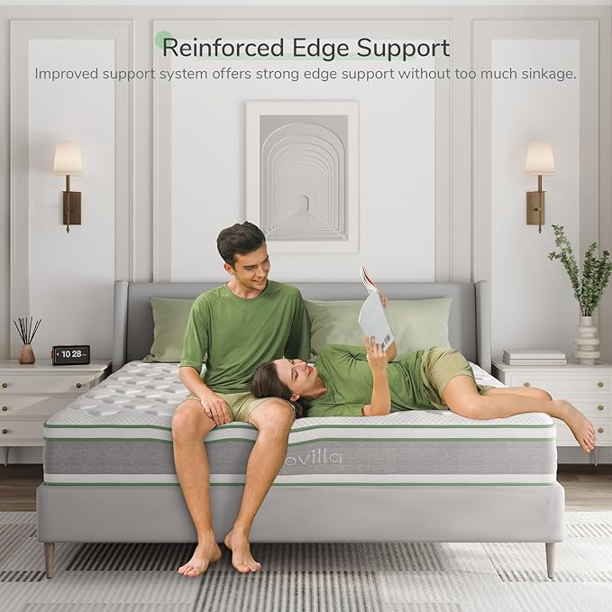 Novilla California King Mattress 12 Inch，Gel Memory Foam & Pocketed Coils with Motion Isolation for Refreshing Sleep, Medium Firm Feel with CertiPUR-US Foam for Pressure Relief，Cal King Mattress