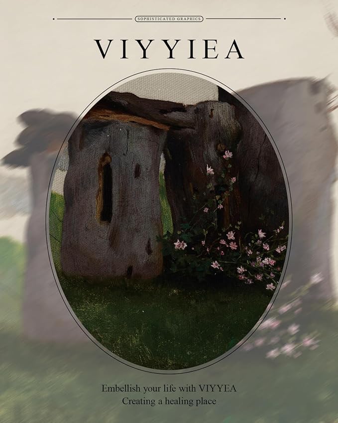 VIYYIEA Gold Framed Wall Art Canvas Print Home Decor Vintage Tree Holes Wild Flowers Bathroom Art Decor Aesthetic Room Decor Oil Painting Farmhouse Plants Wall Decor Bedroom Living Room Gifts 13x16in