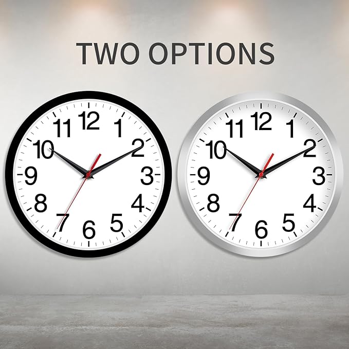 Wall Clock Modern 8 Inch Battery Operated Silent Non Ticking Small Analog Clock for Living Room Office Home Bedroom Kitchen Bathroom(Black)