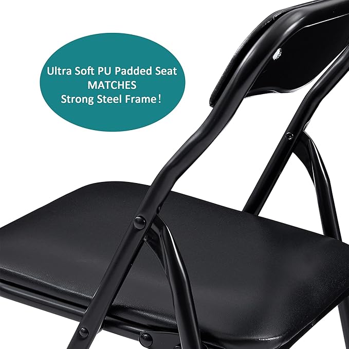 VECELO Kids Folding Activity Table and Chairs 3 Piece Set, Portable, with Ultra Soft Padded Cushion, Solid Black