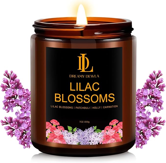 Lilac Blossom Scented Candles, Lilac Blossom Candle, Aromatherapy Candle Gifts for Women, Soy Candles for Home Scented, 7oz 50 Hours Burn, Home Décor