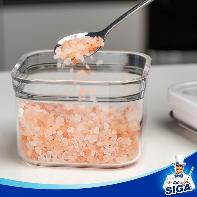 MR.SIGA 4 Pack Airtight Food Storage Container Set, BPA Free Kitchen Pantry Organization Canisters, One-handed Airtight Cereal Snack Candy Storage Containers, 360ml / 12.2oz, Small, White