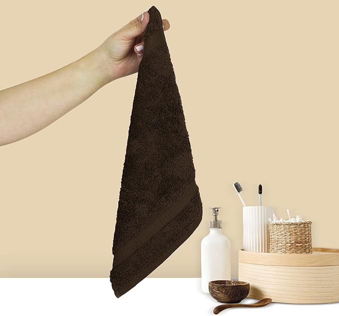 Chakir Turkish Linens 100% Cotton Premium Turkish Towels for Bathroom | 13'' x 13'' (6-Piece Washcloth, Cocoa)