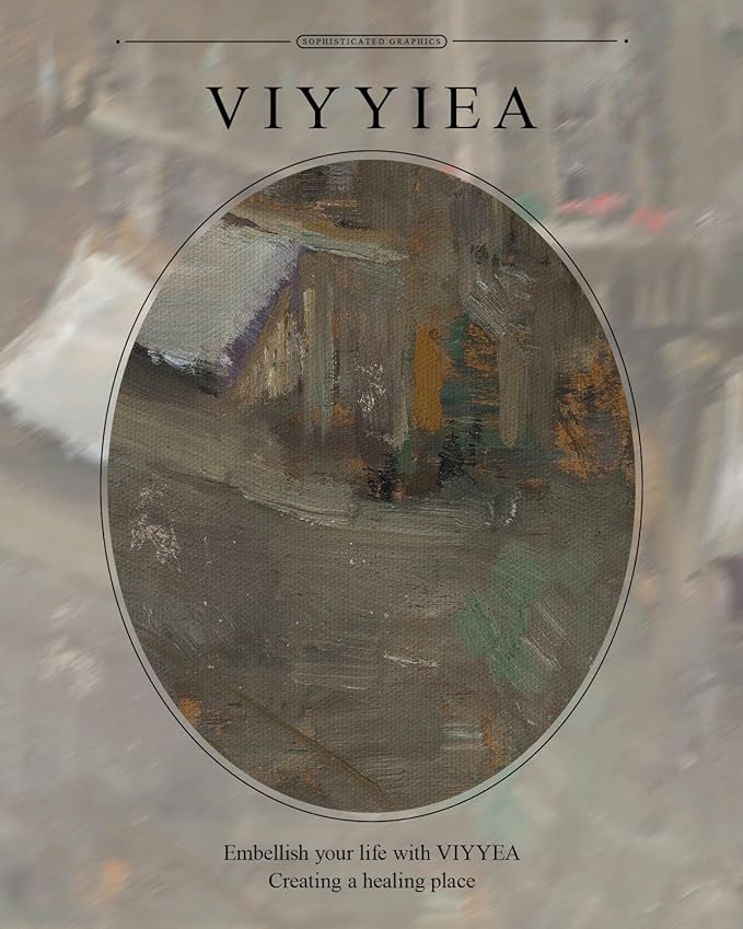 VIYYIEA Gold Framed Wall Art Canvas Print Home Decor Dark Brush Landscape Abstract Shapes Oil Painting Vintage Wall Decor Boho Decorative Aesthetic Room Decor for Living Room Bedroom Office 13x16in