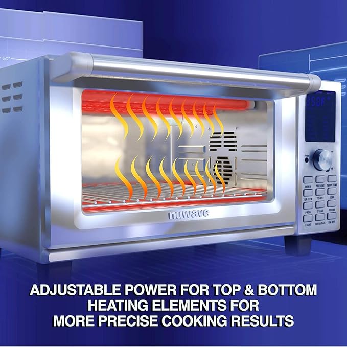 Nuwave Bravo Air Fryer Toaster Smart Oven, 12-in-1 Countertop Convection, 30-QT XL Capacity, 50°-500°F Controls, Top and Bottom Heater Adjustments 0%-100%, Brushed Stainless Steel Look (Renewed)