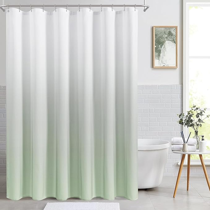 Naturoom Mist Sage Shower Curtains for Bathroom,Ombre Cloth Fabric Shower Curtain Set with 12 Hooks Denim Blue Bathroom Decor 72 x 72