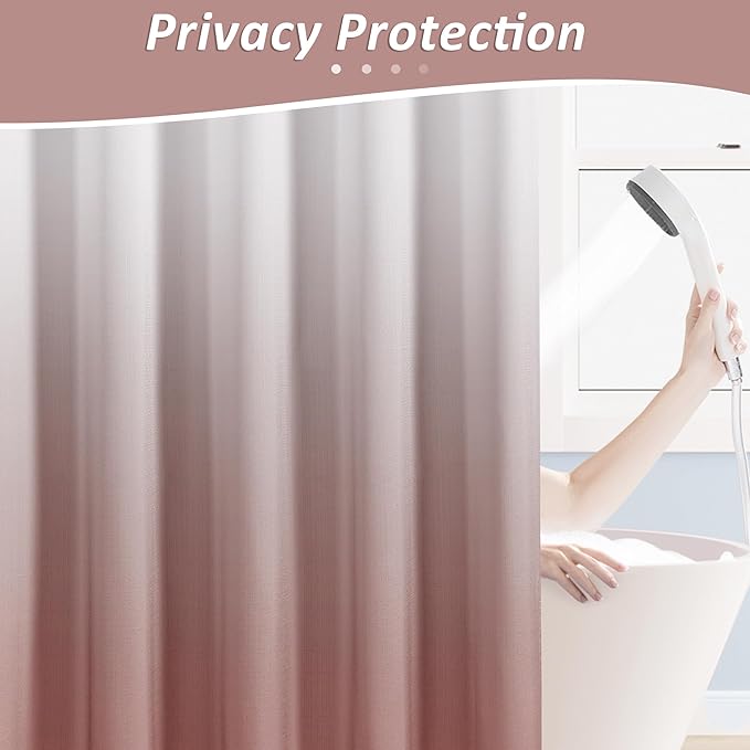 Naturoom Canyon Rose Shower Curtains for Bathroom,Ombre Cloth Fabric Shower Curtain Set with 12 Hooks Canyon Rose Bathroom Decor 72 x 72