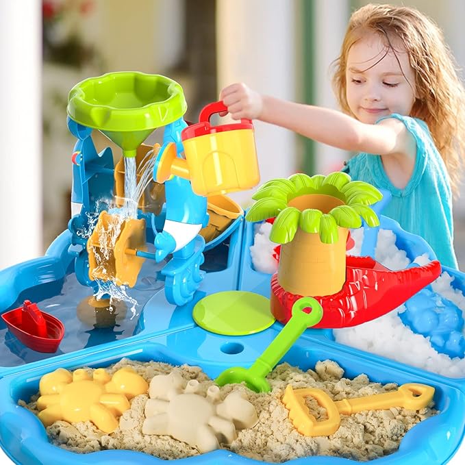 3 in 1 Water Table for Toddlers 3-5 Years Kids Ages 4-8, Kids Summer Activity Sensory Play Outdoor Beach Backyard Sand Water Table Toys for Toddlers, Birthday Gift Toys for Boys Girls