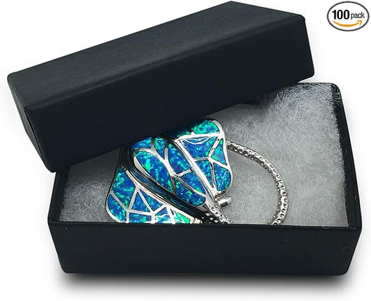 TheDisplayGuys - 100-Pack #21 Cotton Filled Cardboard Paper Jewelry Boxes Gift Case - Matte Black (2.6" x 1.6" x 1.0") - for Shipping or Storage