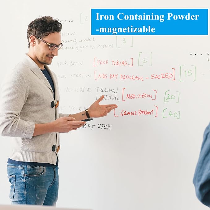 White Board Sticker Adhesive Backing, 36" x 48" Magnetic Dry Erase Board Contact Paper Stick on Wall, Whiteboard Sheet for Teacher Kids Classroom, Include Markers, Eraser with Magnet