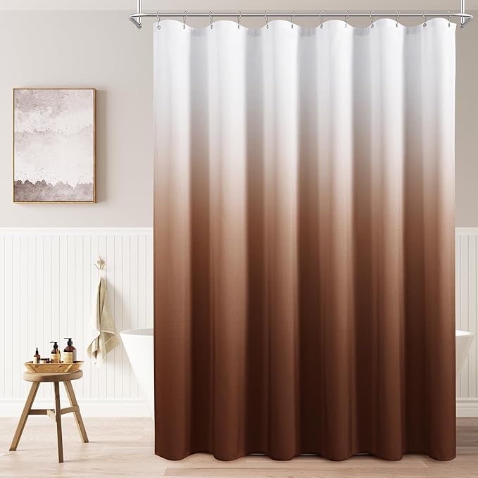 Naturoom Rustic Brown Shower Curtains for Bathroom,Ombre Cloth Fabric Shower Curtain Set with 12 Hooks Denim Blue Bathroom Decor 72 x 72