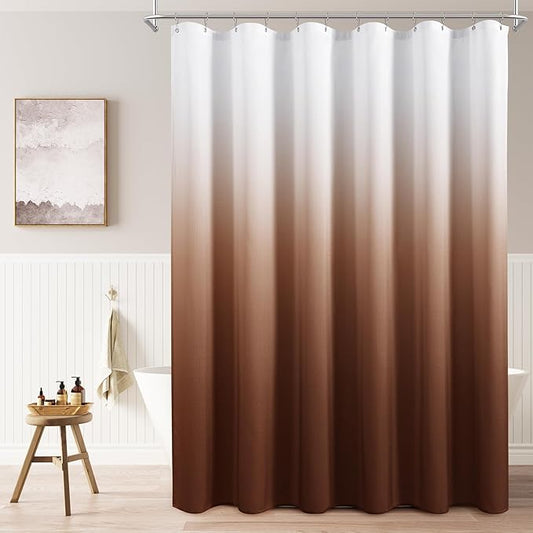 Naturoom Rustic Brown Shower Curtains for Bathroom,Ombre Cloth Fabric Shower Curtain Set with 12 Hooks Denim Blue Bathroom Decor 72 x 72