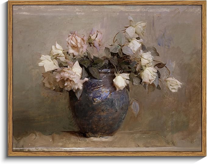 InSimSea Framed Canvas Wall Art Vintage Decor, Home Decor Flower in Pots Canvas Wall Painting Decor, Rustic Farmhouse Wall Decoration, Canvas Prints for Living Room Bedroom Office, 11"x14"