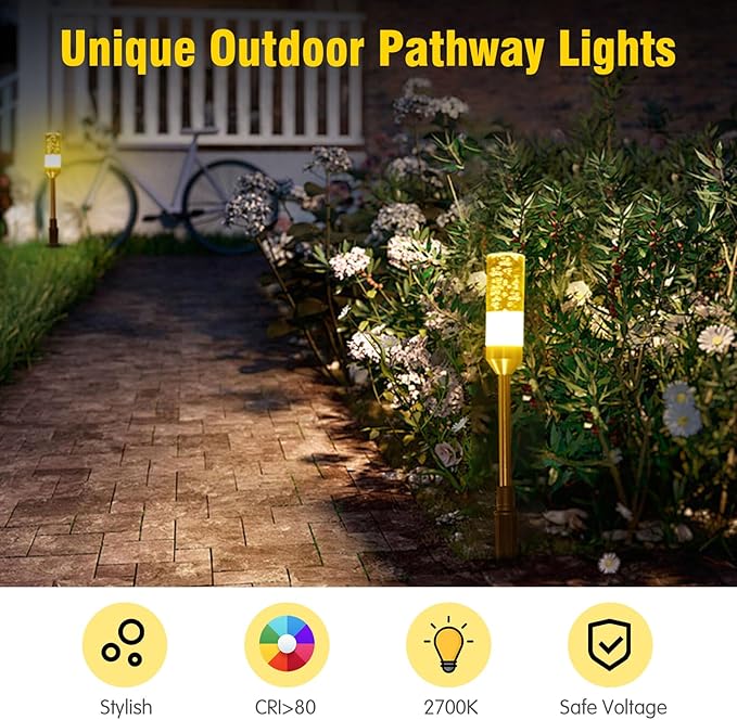 LED Pathway Lights, 4.8W 12V AC/DC Low Voltage Path Lights, 570 Lumen 6 Pack Extendable Outdoor Landscape Lighting IP65 Waterproof Garden Lights for Yard Walkway Driveway, 2700K