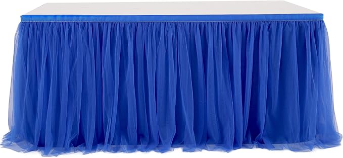 Royal Blue Tulle Table Skirt for Baby Shower 9ft Tutu Table Cloth Cover for Wedding Reception, Bridal Shower, Birthday Party, Graduation, Banquet Decorations