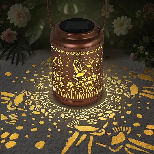 Solar Lanterns 0utdoor Waterproof, Outdoor Waterproof Hummingbird Garden Decorative Lights, Courtyard and Backyard Lights, Porch Metal Solar Decorations