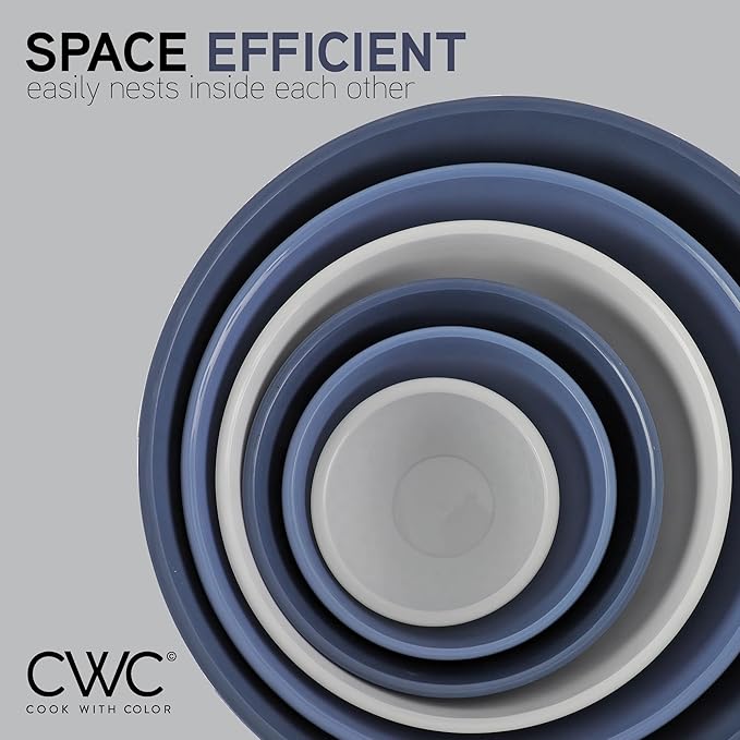 COOK WITH COLOR Mixing Bowls with Lids - 12 Piece Plastic Nesting Bowls Set includes 6 Prep Bowls and 6 Lids, Diamond Design - Microwave Safe (Mint)