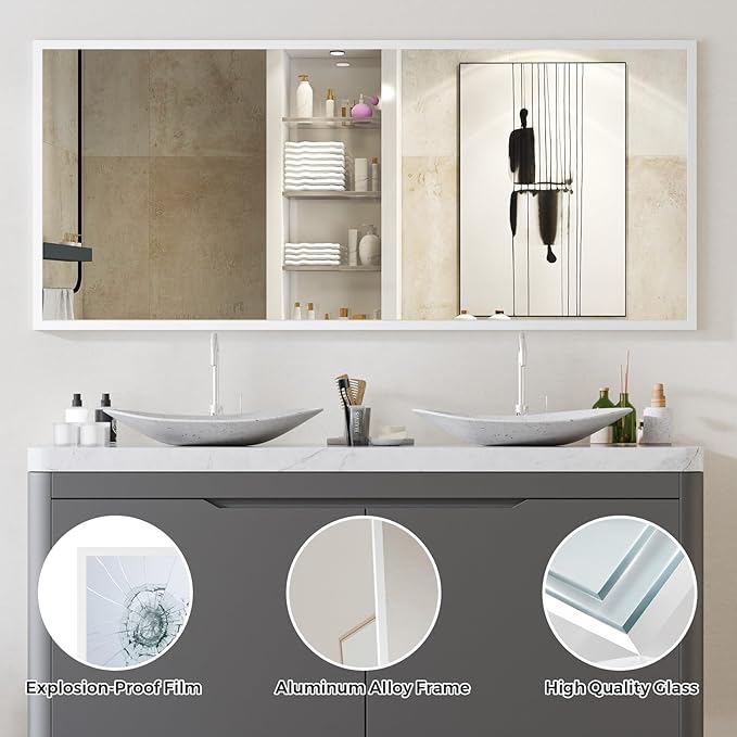 Koonmi 71"x31" Floor Mirror Full Length, Bedroom Floor Body Mirror with Stand, Large Silver Mirror, Leaning, Standing or Hanging Horizontally/Vertically